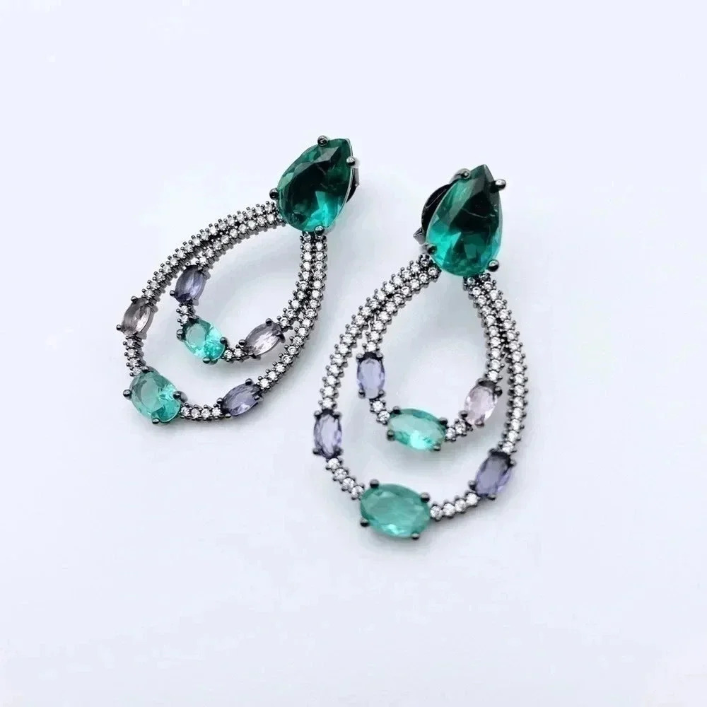 GLASS Stone Hoops Earrings | Party Earrings